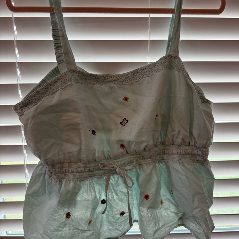 Celebrity Pink Embroidered Light Green Women's Crop Top